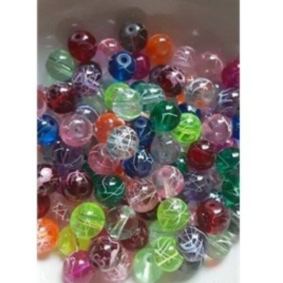 Mixed Scribble Glass Beads 8mm - Picture 1 of 2